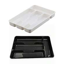 WSXC Kitchen Tools Drawer Organizer Tray Spoon Forks Cutlery Separation Finishing Rack Storage Box 27*17.6*3.5cm White - BlackWhite - View 5