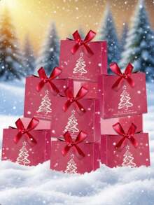 Christmas Gift Boxes, Mini Christmas Gift Boxes With Ribbons, Holiday Christmas Gift Boxes - Various Holiday Candy Gift Bags, Used For Christmas Party Gift Packaging Bags, Home Christmas Decorations, Christmas Decorations, New Year Gift Bags, Holiday Gifts - Multicolor - View 3