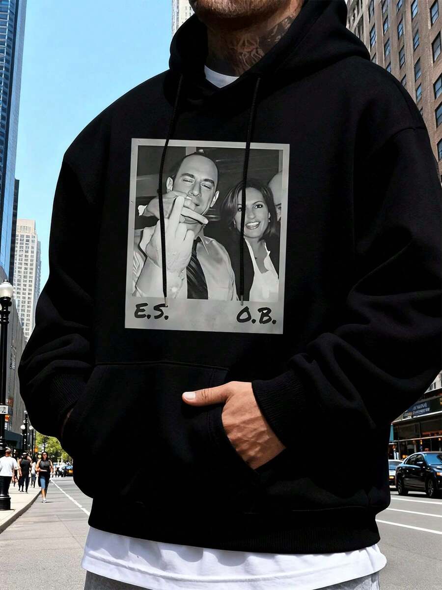 Law & Order SVU Stabler Benson Hoodie aus weicher Baumwolle, lockere Passform, bequeme Passform, Street Hip-Hop-Stil, einzigartiger Grafikdruck - Schwarz - Übersicht 1