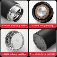 500ml Stainless Steel Vacuum Insulated Water Bottle, Cup For Hot & Cold Drinks, Leak-Proof Portable Mug For School Office Use - màu đen - Xem 7