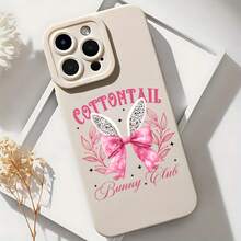 2026 nueva funda de teléfono esmerilada, funda de teléfono con diseño floral de orejas de conejo y lazo rosa del club Cotton Tail Bunny para iPhone 17 15 Pro Max 14 13 12  Galaxy S24 S23 S22 S21, funda protectora para teléfono, regalo de pareja para él y ella, regalo de San Valentín o cumpleaños - Negro - Ver 6