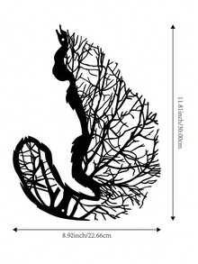 1件铁艺猫剪影墙饰雕塑 - 室内外金属悬挂装饰，适用于客厅、露台、花园 - 多功能家居装饰，无需电源，是房间装饰、圣诞装饰、家居圣诞礼物、圣诞装饰品的理想之选 - 黑色 - 查看 8