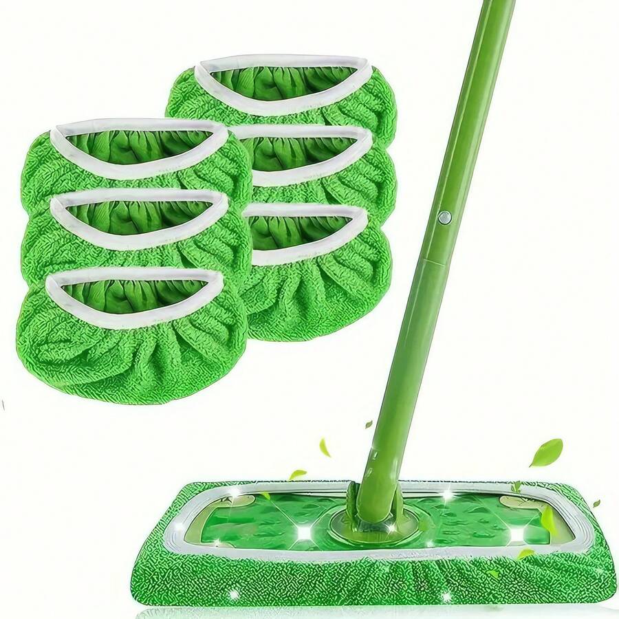 4 Pieces Green Super Absorbent Mop Pads, Reusable Flat Mop Replacement Cloth, Convenient Home Cleaning Replacement Pads, Suitable For Both Wet And Dry Floor Care At Home And In The Office - màu xanh lá - Xem 1