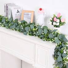 1pc Artificial Eucalyptus Wreath - Fake Green Plant Vine For Wedding, Home And Garden Decor - Universal Hanging Greenery For Tabletop, Wall And Party - Multicolor - View 4