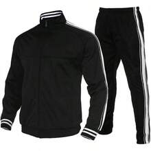 Mens 2 Piece Tracksuit Sets Casual Jogging Sweat Suits, Activewear - Black10 - View 12