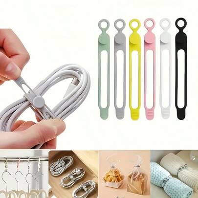 3/5/8/10/15pcs Reusable Silicone Cable Ties, Multi-Functional Silicone Cable Organizer, Cable Management Tool