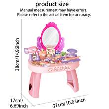 儿童精美化妆台玩具过家家女孩化妆屋玩具，配有口红、香水、梳子、吹风机等配件模型，畅销款 - 彩色 - 查看 7