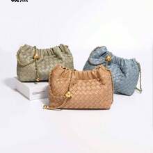 New Arrival Women's Handbag: Puffy Cloud-Shaped Bag With Small Gold Beads, Hand-Woven Design, Autumn Shoulder Crossbody Bag - B1849#銀色 - 查看 3