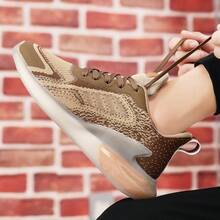 Zapatos casuales de alta calidad y marca nueva para hombres, con diseño de malla transpirable y parches, con diseño ligero, color blanco, de moda, inspirados en zapatillas de correr - Marrón - Ver 9