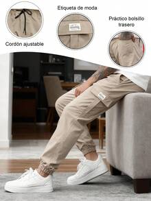 1 pieza Overol para hombre, pantalones casuales multibolsillos, pantalones rectos, holgados, perfectos para primavera y otoño, ropa de playa de verano, viajes, deportes, actividades al aire libre, versátiles y a la moda(Las tallas son pequeñas, recomendamos pedir una talla más) - Caqui - Ver 3