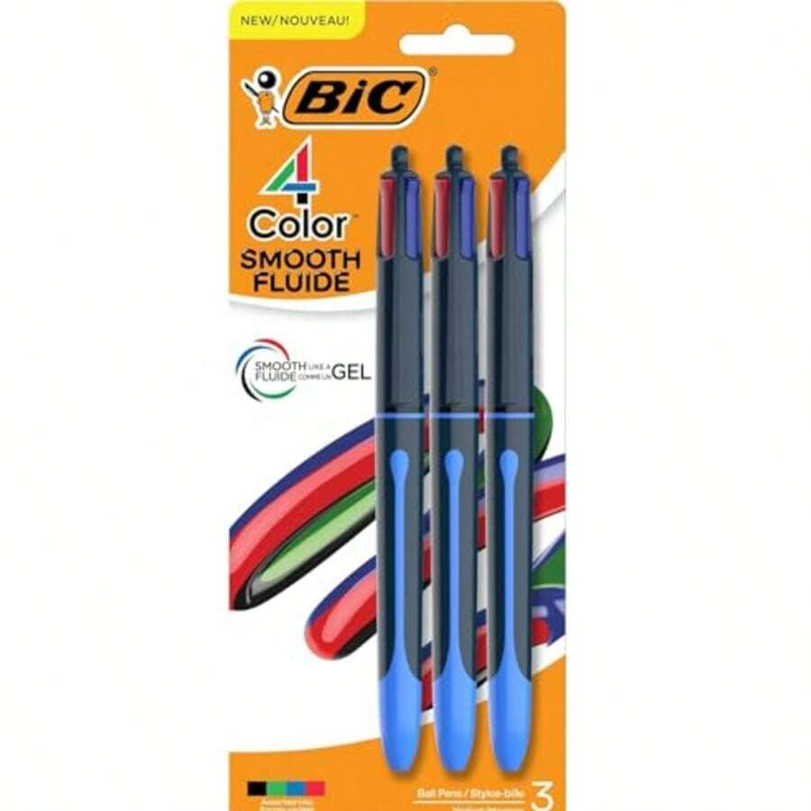 4 Color Smooth Retractable Ballpoint Pen, 1.0 Mm Point For Smooth Ink Flow - Multicolor - View 1