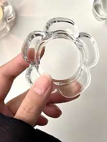 Glass Candle Holder, Transparent Glass Candle Holder, Fragrance Candle, Plum Blossom Shape, Floral Shape, Home Decor, Jewelry Storage, Decorative Candle Holder, Holiday Atmosphere Small Gift, Valentine's Day, Romantic Candlelight - Transparent - View 8