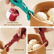 Kitchen Multifunctional High Temperature Resistant Bowl Clamp This Anti-Scalding Clip Can Be Used To Hold Dishes And1P Pots. The Silicone Material Is High-Temperature Resistant. It Is Suitable For Microwave Ovens And Ovens. It Can Be Used For Picking Up Dishes, Holding Vegetables, And Steaming Vegetables. It Is A Practical Anti-Scalding Tool In The Kitchen. - Random Color - View 9