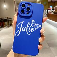 2026 nueva funda de teléfono esmerilada, funda de teléfono con diseño de mariposa y texto Julio para  17 15 Pro Max  17 14 Pro  17 13  Galaxy S23 S22 S21 funda protectora para teléfono regalo de pareja para novio novia regalo de San Valentín cumpleaños - Azul Klein - Ver 7