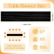 1 Pack Black Table Runner Retro Rustic Transparent Table Runner Suitable For Wedding Party Bride Long Table Decoration - Black - View 2