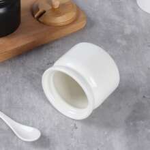 1 套 5 盎司调味罐，150 毫升陶瓷香料罐，带竹盖和勺子，厨房和餐厅调味品储存容器，家用调味料和香料盒，适用于辣椒粉、盐、糖、胡椒