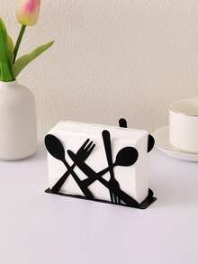 1pc Hollow Floral/Butterfly Design Tissue Box Paper Towel Holder, Metal Countertop Napkin Rack For Kitchen, Table, Desktop, Home, Kitchen, Dining, Picnic Party, Decoration - Multicolor - View 18