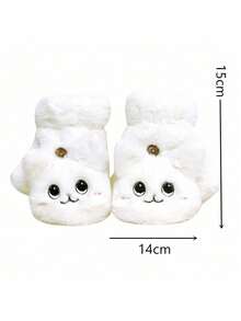 1双卡通可爱休闲街头派对涤纶刺绣露指兔毛手套，保暖加厚女士冬季派对、约会、学生手套 - Flap Mittens - 查看 3