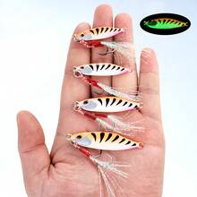 5Pcs Jig Bait 7G/10G/15G/20G Sinking Lure 3D Eyes Metal Casting Lure Luminous Jigging Lure With Double Hooks For Bass Trout - Multicolor - View 7