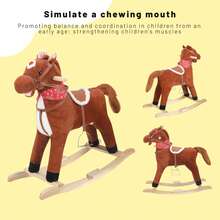 Brown Pony Rocking Chair,Unicorn Rocking Chair,Elephant Baby Rocking Horse For Toddlers 6 Months To 3 Years, Cute & Graceful Grey Elephant Rocker For Baby Girl, Stuffed Plush Ride-On Rocking Animal, Easy To Assemble - Brown-spotted Horse - View 6