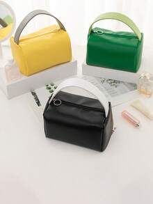 1pc Handheld Cosmetic Bag, Large Capacity Travel Toiletry Organizer, Waterproof PU Leather Storage Pouch - Multicolor - View 6