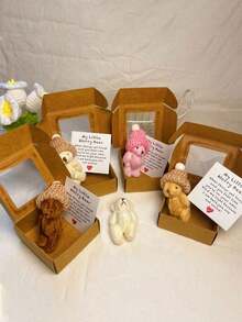 4pcs-Mini Bear Gift Set In Box, Pocket Bear With Inspirational Card, Graduation/Birthday/Valentine's Day/Mother's Day Gift, Includes Greeting Card And Box -Relationship Gift For Friends, Family, Colleagues, And Children, Positive Mini Encouragement Card - Multicolor - View 2