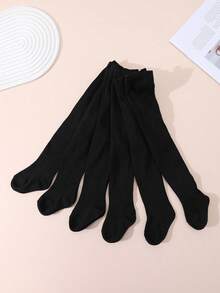 6双女童纯色百搭紧身裤，适合0-12岁儿童日常穿着 - 黑色 - 查看 8
