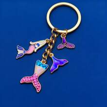 (Starting At 1 Unit) New Ocean Series Oil Dropping Beach Sea Star Turtle Mermaid Keychain Creative Backpack Car Charm