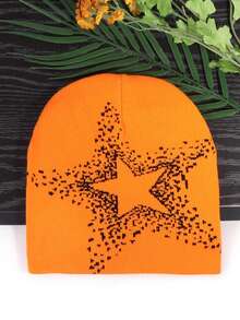 1pc Women/Men's Five-Pointed Star Jacquard Knit Hat, Warm Winter Beanie For Outdoor Sports And Daily Wear, Autumn/Winter - Five-pointed Star Knitted Hat - View 13