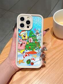 1 Ốp lưng điện thoại chống sốc họa tiết cây thông Noel hình SpongeBob dễ thương, hoạt hình, tương thích với Samsung/ 17/16/15/14/13/12/11 Pro Max/12 Pro/14 Plus - Nhiều màu - Xem 3