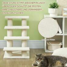 PawHut Pet Stairs For Dogs And Cats, 4 Steps, Beige Plush, 63.5 X 43 X 60 Cm, Ideal For Senior Pets - Apricot - View 5