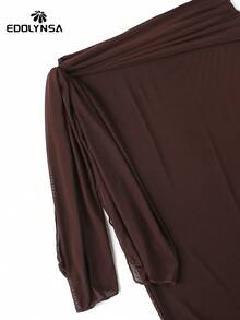 Bộ bikini 3 món xếp ly gồm áo tắm dây và váy voan mỏng, bộ đồ bơi mùa hè gợi cảm màu trơn mới năm 2026 dành cho nữ, thích hợp đi biển. - màu nâu - Xem 9