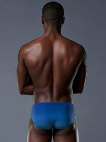 Men's Ombre Blue Casual Triangle Swim Trunks, Summer