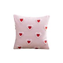 2 Stücke/1 Stück Plüsch bestickte herzförmige Kissenbezüge, geeignet für Heimdekoration, Wohnzimmer, Schlafzimmer, Sofa, ganzjährig - Pink - Übersicht 5