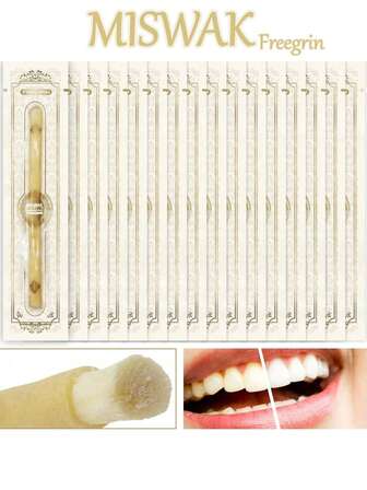 FREEGRIN Natural Miswak Sticks Toothbrush - Vacuum Sealed Original Authentic Arabic Plants - For Healthy Gums Teeth Siwak Toothbrush Stick Chew Sticks For Humans