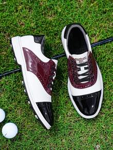 男士高尔夫球鞋，专业经典商务风格，纯色设计，四季皆宜，系带防滑户外运动鞋，真皮鞋面，橡胶鞋底，EVA鞋垫。适合日常商务穿着，鞋型偏窄，建议选购大一码。