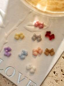 100pcs/300pcs Per Bag Cute Multicolor Solid Color Mini Resin Bows, 6 Colors 6 Shapes Small Bows, Suitable For Phone Cases, Scrapbooking, Jewelry Making And Nail Art Decoration! Nails Nail Charms - Multicolor - View 8