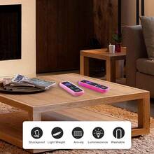 AWYYONEBOM 2 Pack Roku Remote Cover Battery Case For  Roku Smart TV Steaming Stick Remote Pink Silicone Roku Tv Remote Case Glow In The Dark(Glow Pink+Rose Red) - GlowPinkRoseRed - View 4