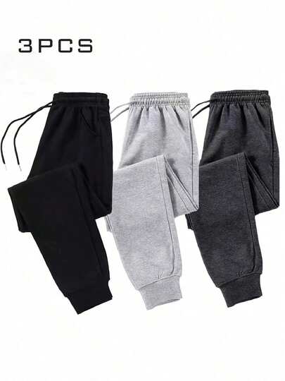 3 piezas Pantalones deportivos de 3/4 para hombres, pantalones de bolsillo lunar para correr y hacer ejercicio, adecuados para fitness, viajes y deportes. Disponibles en varios colores, aptos para todas las estaciones.