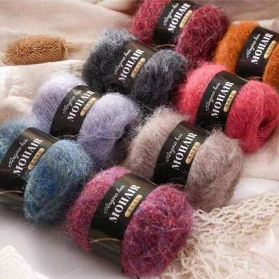  2 Balls, Alpaca Mohair, Long Mohair, Fine Mohair Yarn, For Knitting Sweaters, Shawls, Vests, Handmade Yarn 25g*2 Balls