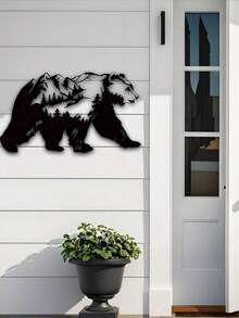 Large Bear Metal Wall Art - Rustic Farmhouse Decor, Outdoor Forest & Nature Theme, Perfect Gift For Wildlife Enthusiasts