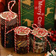 12 Rollos de Cinta Washi de Navidad, Patrón de Elementos Navideños,Papel de Aluminio Dorado,Cinta Decorativa para Albumes de Recortes, Diario,Regalos de Navidad (Rojo y Negro-Caja Blanca!) - Rojo y negro - Ver 5