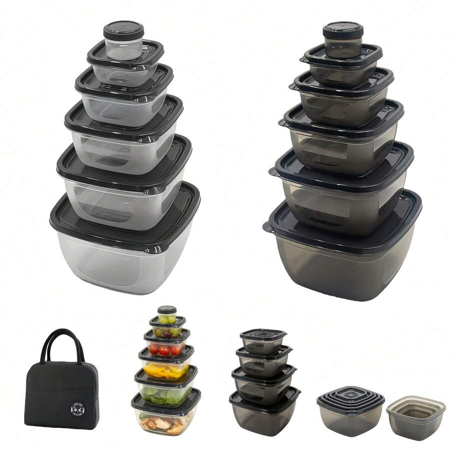 New Year Kitchen Organizers 6PCS Nesting Food Storage Set With 6 Lids | Space-Saving Stackable Leakproof Airtight Bento & Snack Boxes For Office Lunch/Spring Picnic/Travel