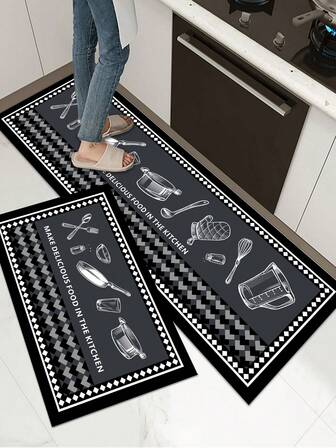 [HOT!!!] 1pc Soft Rubber Kitchen Mat, 3.5mm Thick Kitchen Rug, Retro Hand-Painted Geometric Decorative Style Absorbent Kitchen Mat Carpet, Can Be Self-Cut To Fit Kitchen Size, Surface Fabric Material, Middle Sponge Layer, Bottom Rubber Layer, Suitable For Kitchen Rugs, Kitchen Decor, Wedding Decor, Home Decor, Bathroom Mat, Entryway Mat, Laundry Room Mat, Hallway Carpet, Living Room Mat, Etc.