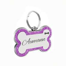 Plaques d'identité gravées pour animaux de compagnie, plaque d'identification de chien personnalisée avec n'importe quel nom et texte, collier de chien personnalisé avec étiquette de nom de chien pailletée, étiquette d'identification d'os pour chiots et animaux de compagnie - os - Voir 14