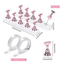Nail Holder Stand Press On Nail Display & Practice -  With Adjustable Angle & Non-Slip Base Complete Starter Kit Includes Practice Nail Tips Acrylic, Gel Polish & Nail Art Training. Nail Beginners,, Home Salon, Nail Tech Students & Content Creators - Electroplated Pink 2PCS - View 6