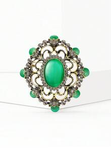 1pc Fashionable Vintage Baroque Cat Eye Stone Brooch, Suitable For Women's Daily Wear - Baroque Cat's Eye - View 16