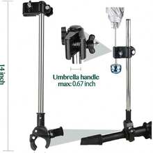 1 pieza Soporte ajustable para paraguas sin necesidad de herramientas para sujetar el paraguas, conector de paraguas para sillas de ruedas, andadores, caminadores, bicicletas, cochecitos, carriolas, regalo de Navidad, Halloween, Acción de Gracias, Pascua - Blanco y Negro - Ver 5