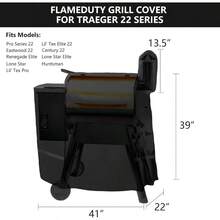 AWYYOutdoor 600D Heavy Duty Waterproof Pellet Grill Cover For Traeger Pro 22 575 SeriesTexas Z Grill 550B Etc. Full Length All Weather Protection Grill Cover Compatible With Traeger Pro 22 Cover Black - 黑色 - 查看 2