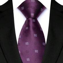 GOADAFOO Fashion Dark Purple Color 8CM Tie Men Necktie Floral Plaid Dot Ties For Man Groom Jacquard Woven Neck Tie For Business Wedding Party Gift